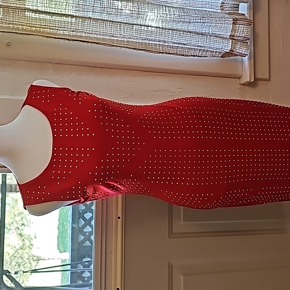 NWOT Calvin Klein Womans Size 2 stunning Red dress with embellishments. - Picture 7 of 8